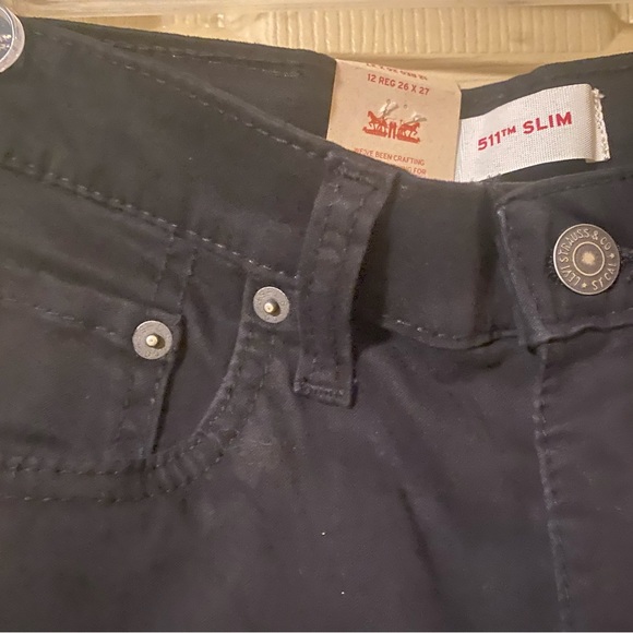 Levi Boys Black Jeans 512 SlumFit size 12 NWT - Picture 6 of 6